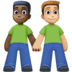 👨🏿‍🤝‍👨🏼 men holding hands: dark skin tone, medium-light skin tone display on Facebook